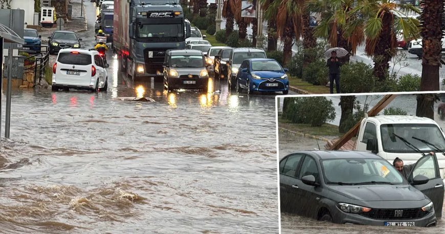 Muğla'yı sağanak vurdu: Bodrum ve Marmaris'te yollar göle döndü